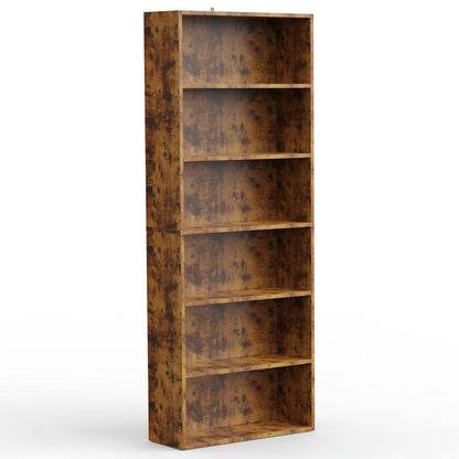 Bookshelf shown in the 1 Rust, 6-shelf option