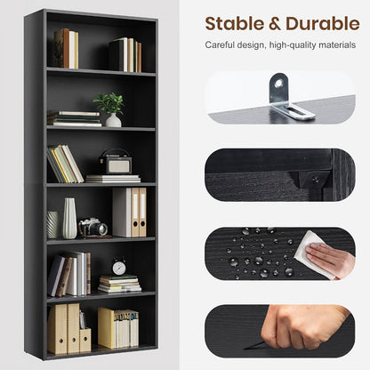 6-Tier Metal Bookshelf with Open Shelves, Freestanding Bookcase for Entryway detail image - detail view 16