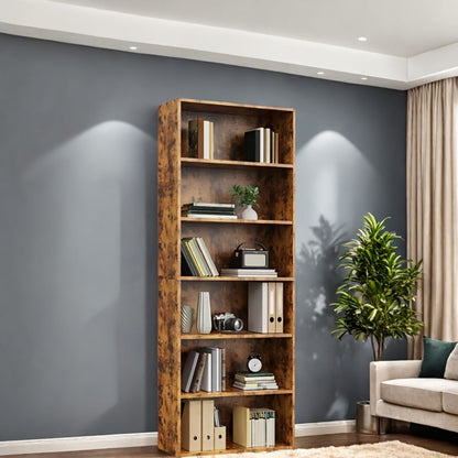 6-Tier Metal Bookshelf with Open Shelves, Freestanding Bookcase for Entryway detail image