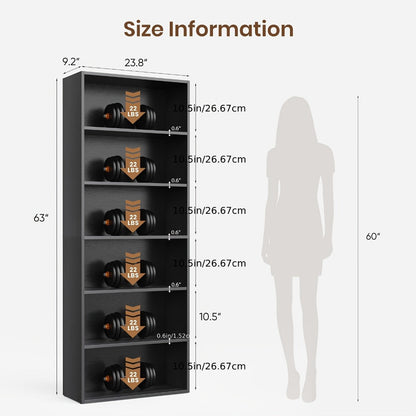 6-Tier Metal Bookshelf with Open Shelves, Freestanding Bookcase for Entryway detail image - detail view 4