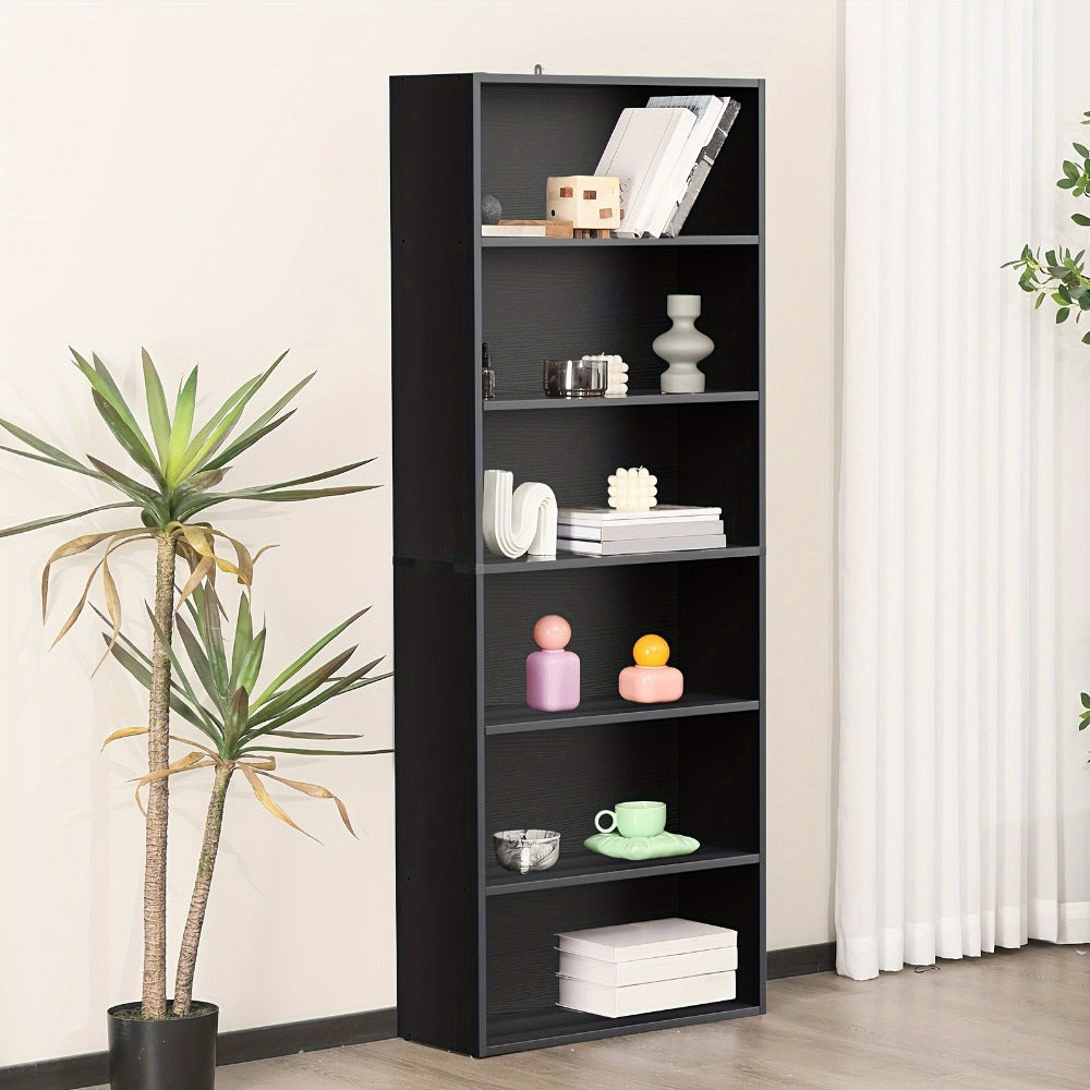 Bookshelf, 5/6-Tier Industrial Floor Standing Open Shelf - Modern Metal Frame Storage shown in the main product view