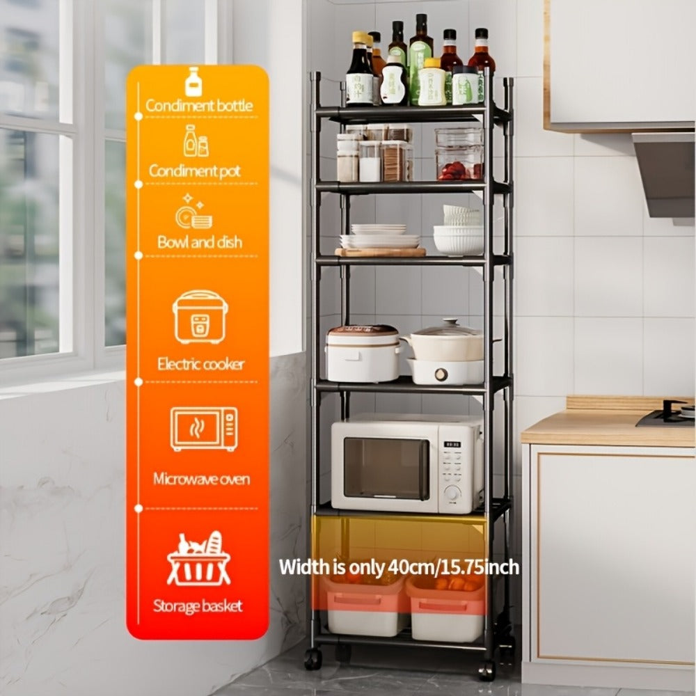6-Tier Metal Rolling Carts And Utility Storage with Adjustable Height and Rolling Wheels detail image
