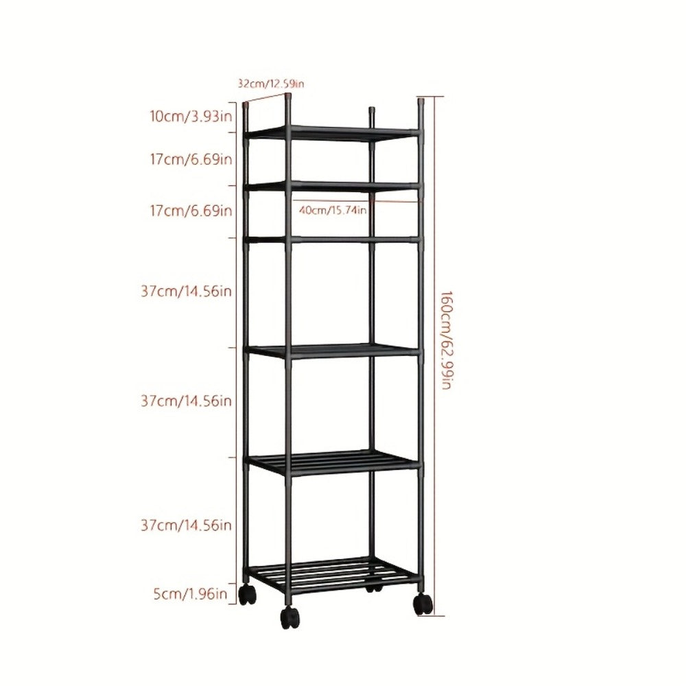 6-Tier Metal Rolling Carts And Utility Storage with Adjustable Height and Rolling Wheels detail image - detail view 4