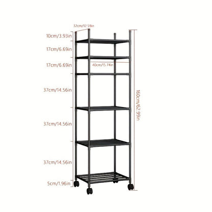 6-Tier Metal Rolling Carts And Utility Storage with Adjustable Height and Rolling Wheels detail image - detail view 4