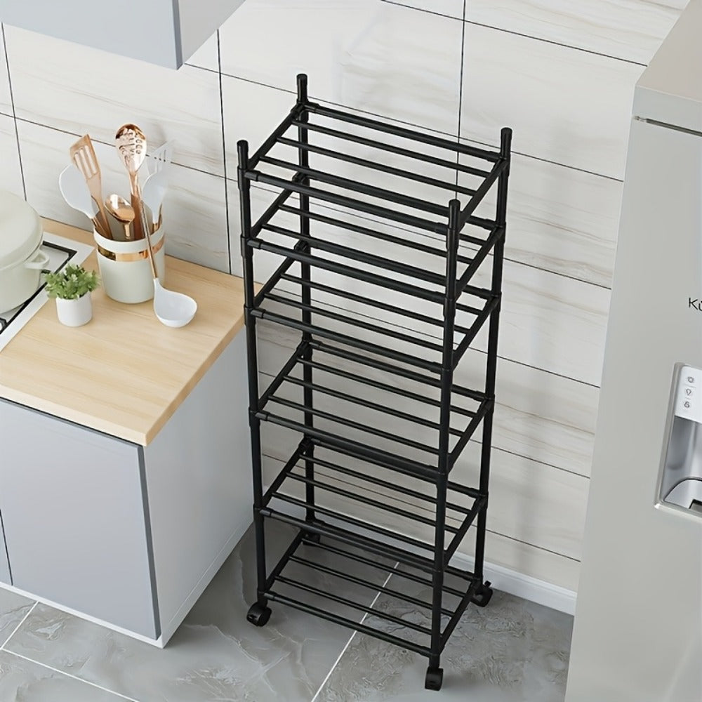 6-Tier Metal Rolling Carts And Utility Storage with Adjustable Height and Rolling Wheels detail image - detail view 6
