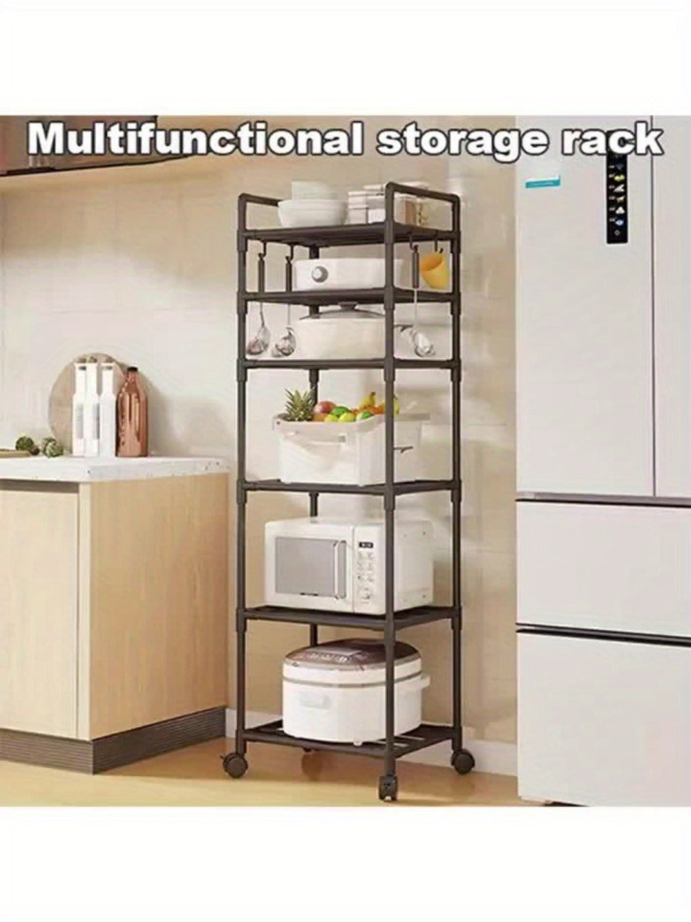 6-Tier Metal Storage Rack with Rolling Wheels and Adjustable Height detail image - detail view 10