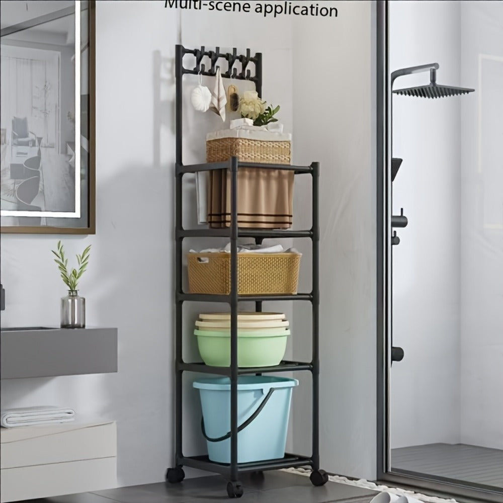 6-Tier Metal Storage Rack with Rolling Wheels and Adjustable Height detail image - detail view 3