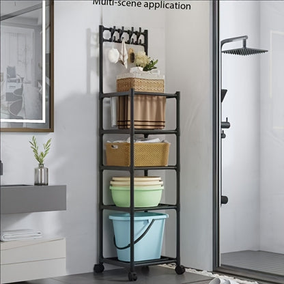 6-Tier Metal Storage Rack with Rolling Wheels and Adjustable Height detail image - detail view 3