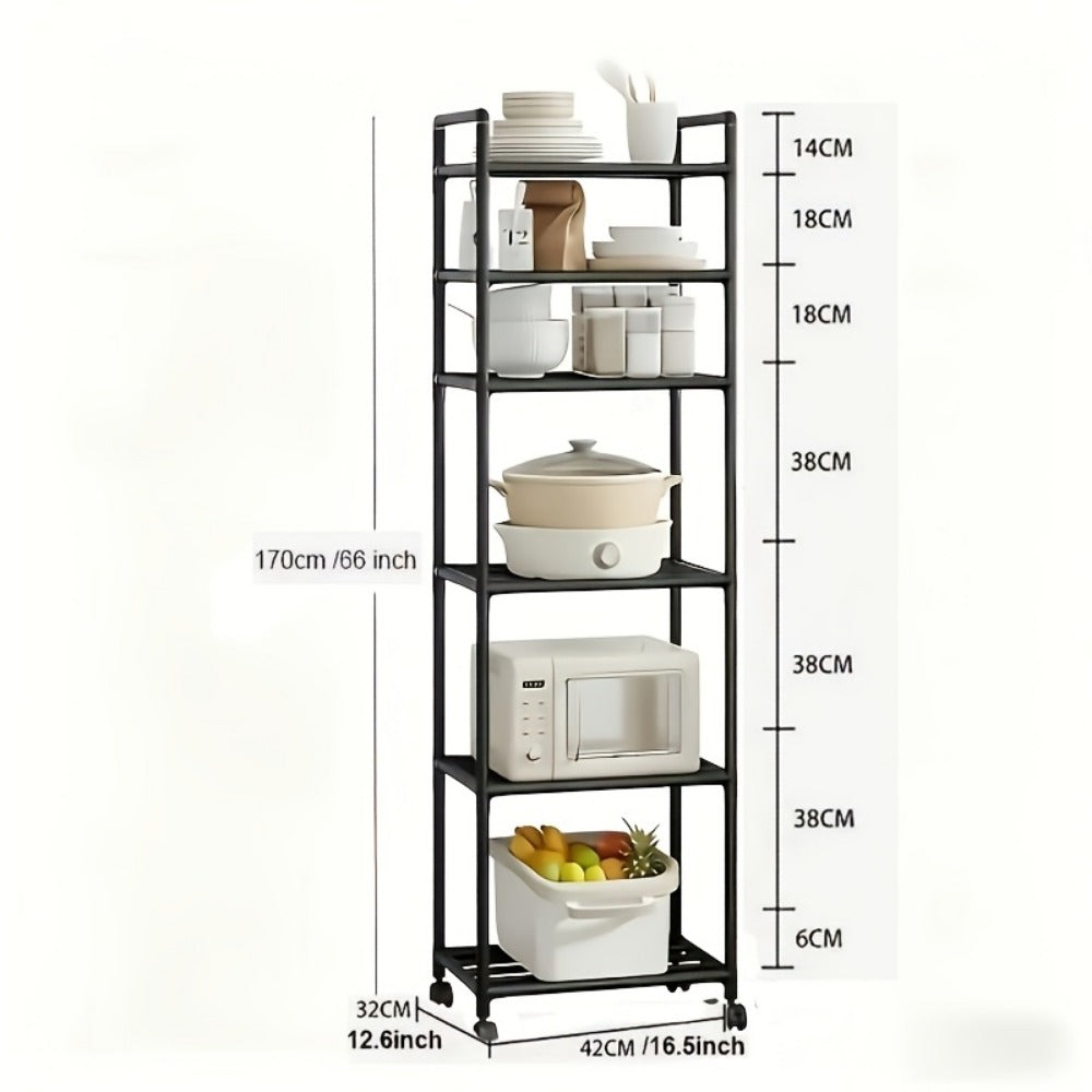 6-Tier Metal Storage Rack with Rolling Wheels and Adjustable Height detail image - detail view 4