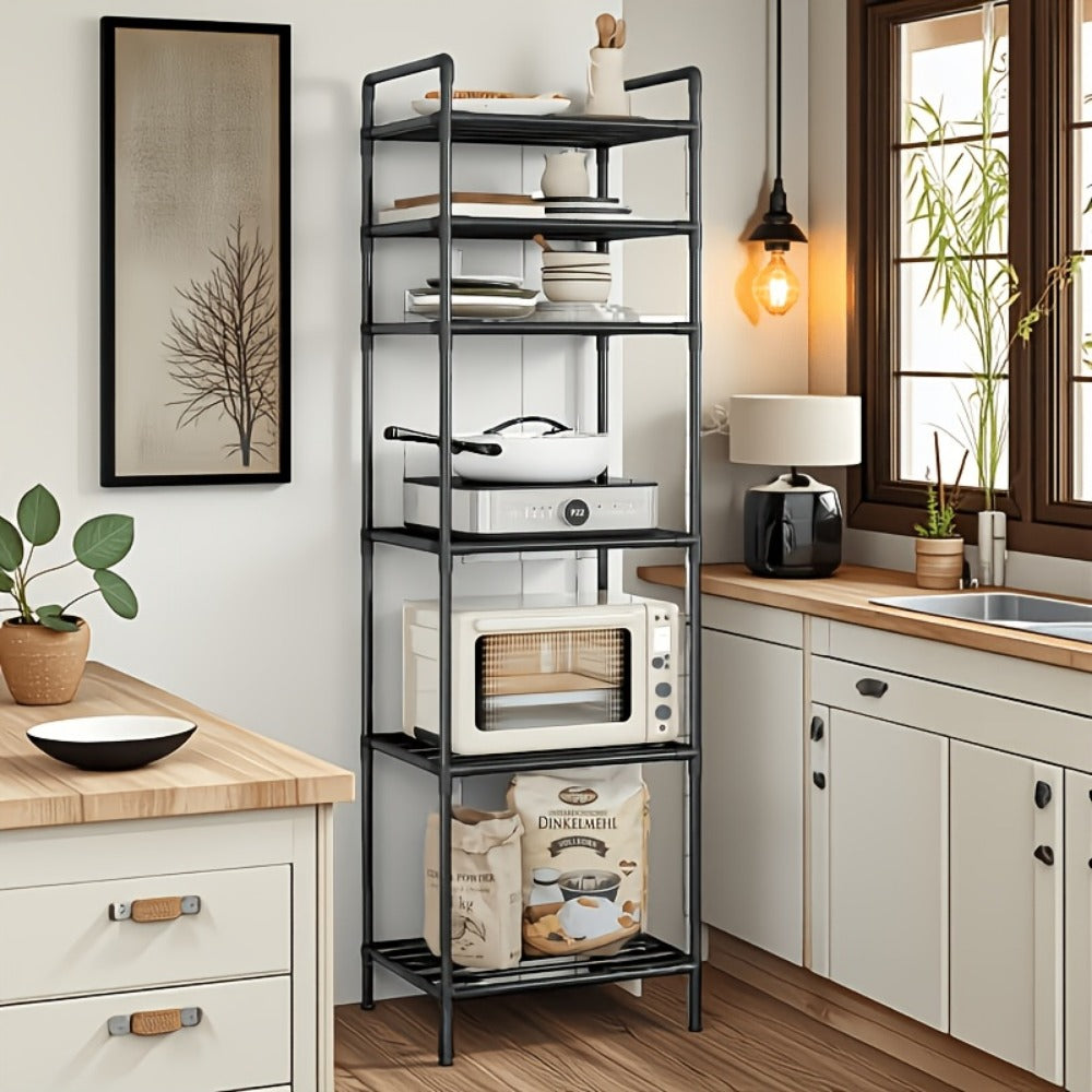 6-Tier Metal Storage Rack with Rolling Wheels and Adjustable Height detail image - detail view 5