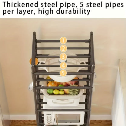 6-Tier Metal Storage Rack with Rolling Wheels and Adjustable Height detail image - detail view 8