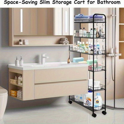 6-Tier Narrow Storage Cart with Rolling Wheels for Organized Everyday Storage in Kitchen detail image
