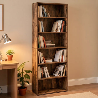 6-Tier Space-Saving Bookshelf with Open Shelves for Organized Everyday Storage in Entryway detail image - detail view 10