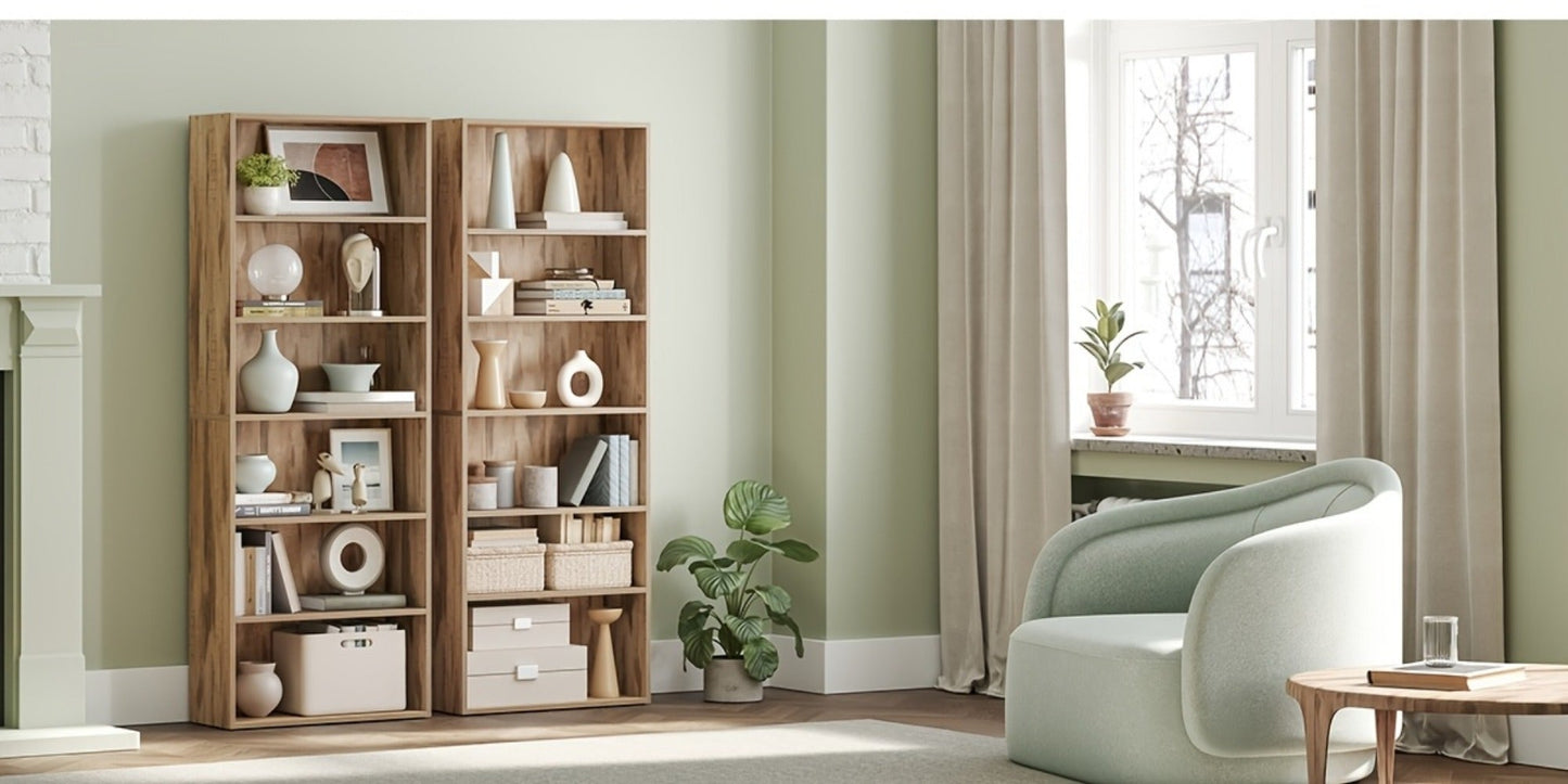 6-Tier Space-Saving Bookshelf with Open Shelves for Organized Everyday Storage in Entryway detail image - detail view 13