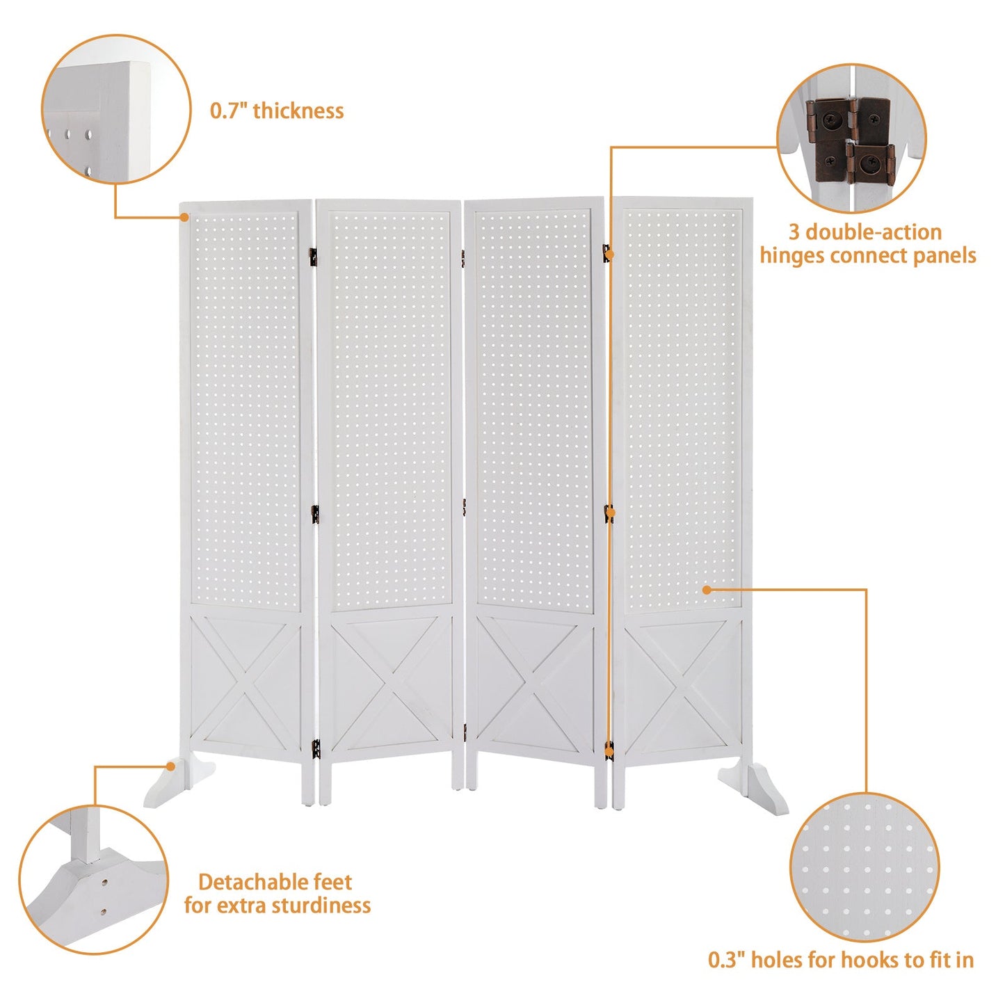 60-Inch Freestanding Room Divider for Privacy and Space Definition in Home Office detail image - detail view 14