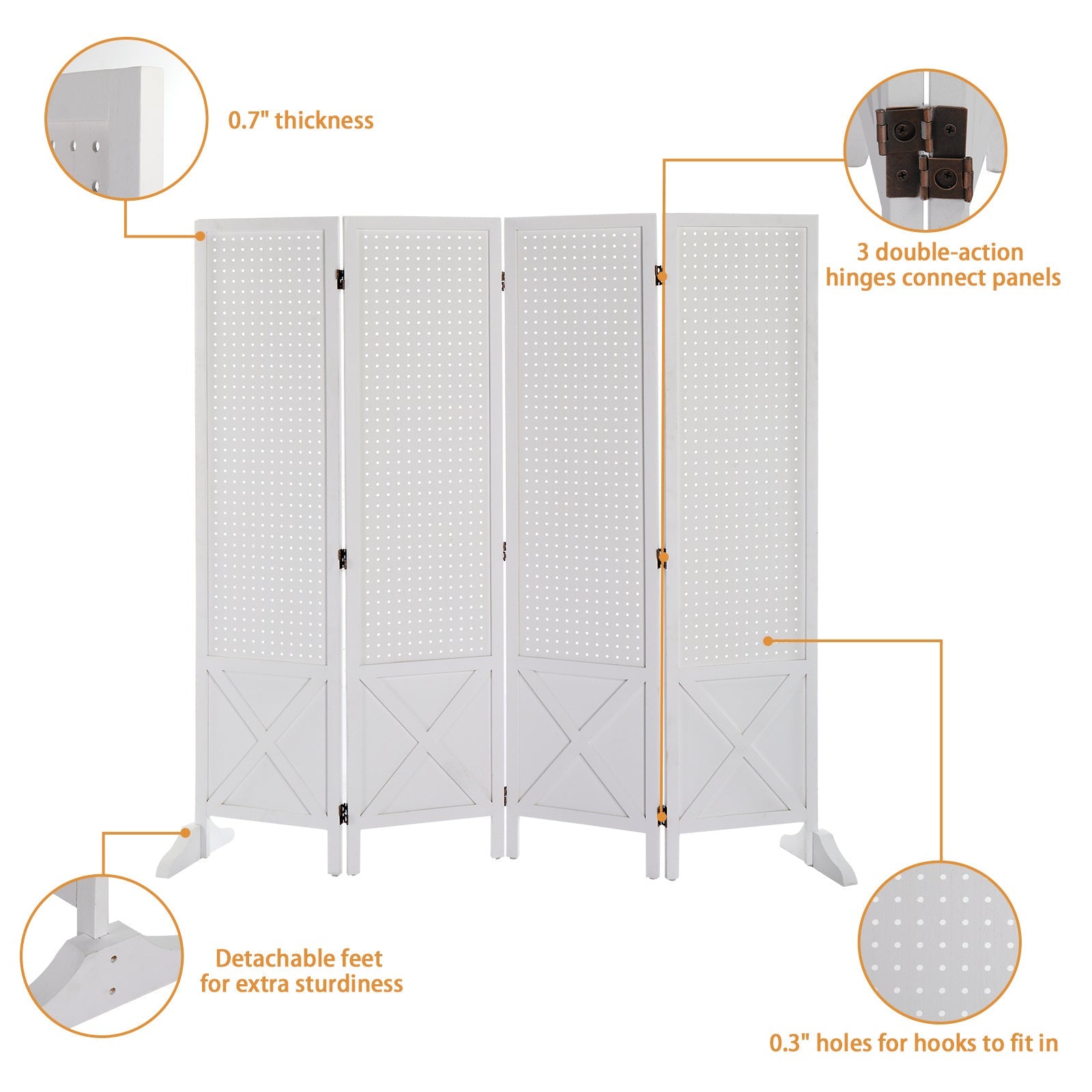 60-Inch Freestanding Room Divider for Privacy and Space Definition in Home Office detail image - detail view 14
