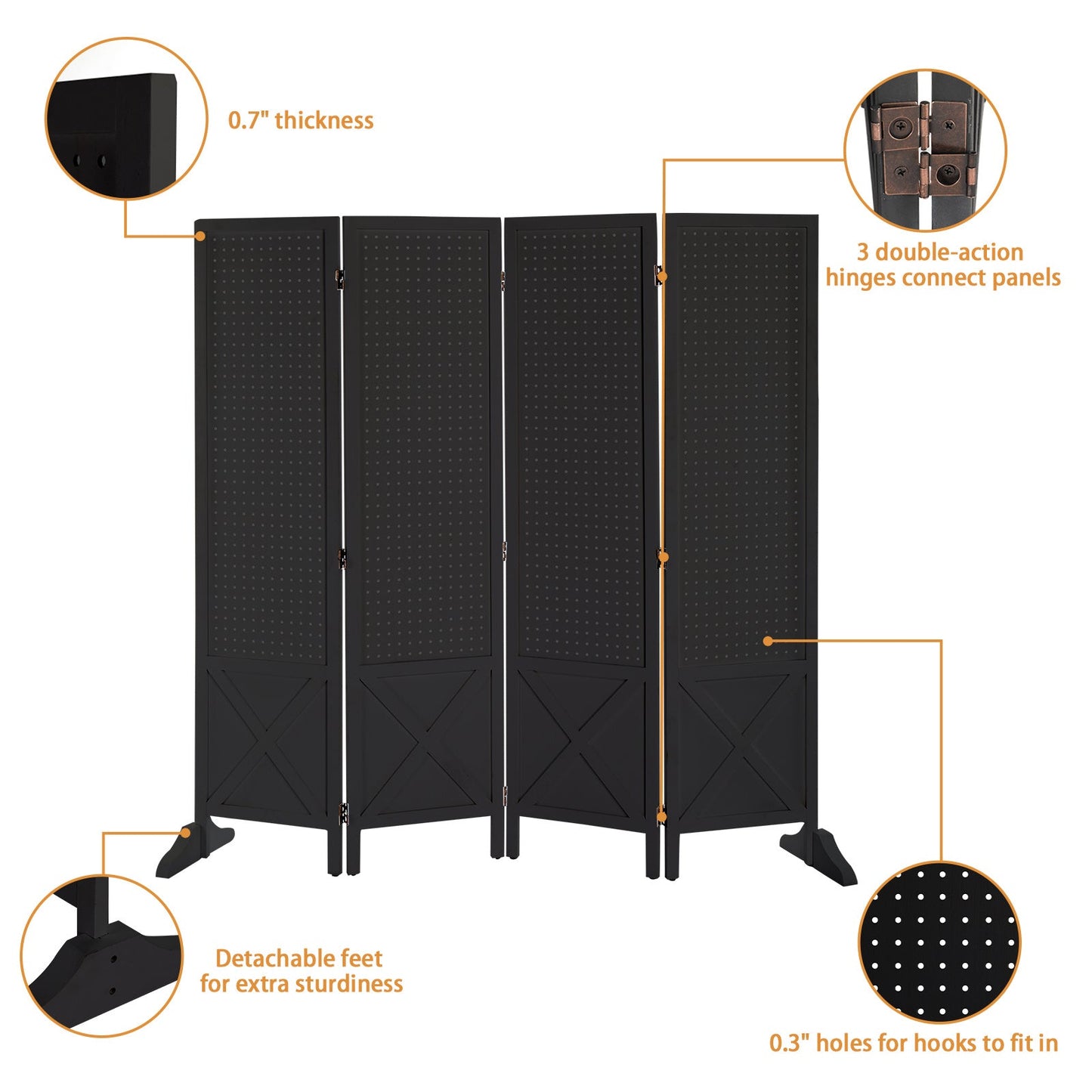 60-Inch Freestanding Room Divider for Privacy and Space Definition in Home Office detail image - detail view 19
