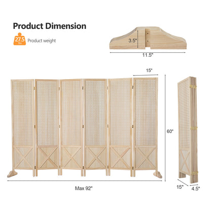 60-Inch Freestanding Room Divider for Privacy and Space Definition in Home Office detail image - detail view 22