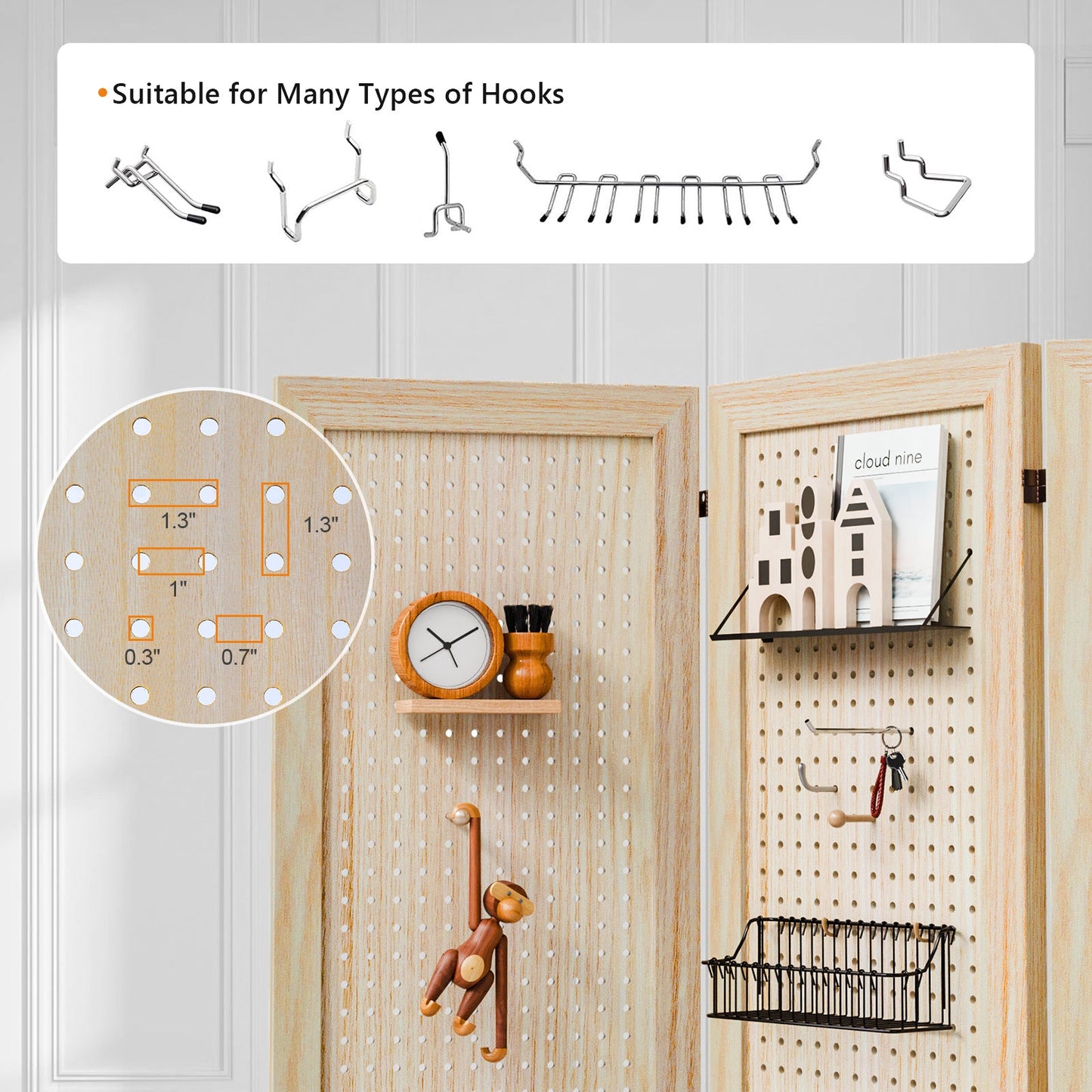 60-Inch Freestanding Room Divider for Privacy and Space Definition in Home Office detail image - detail view 25