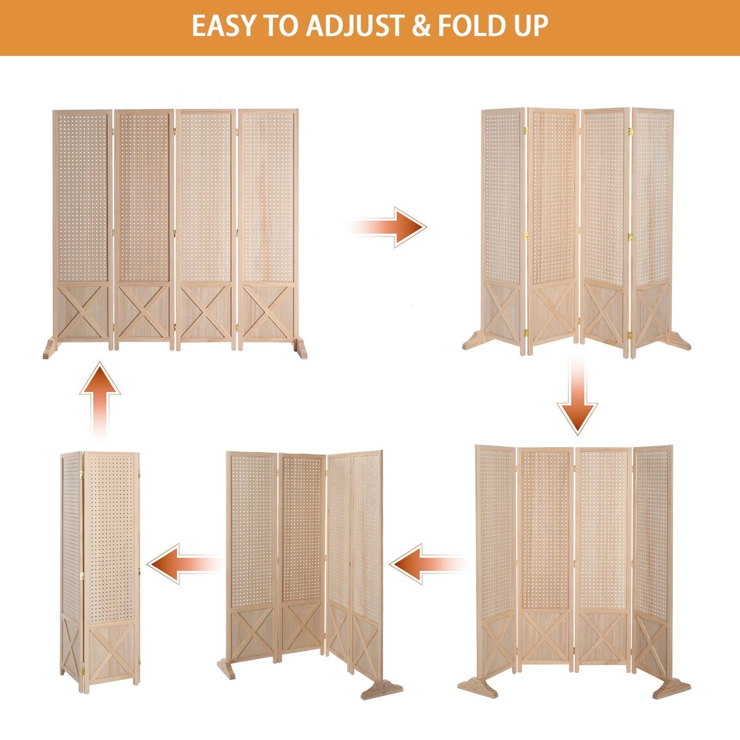 60-Inch Freestanding Room Divider for Privacy and Space Definition in Home Office detail image - detail view 9