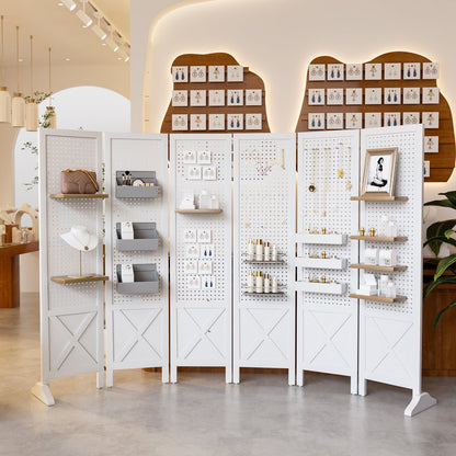 Room Divider shown in the White, 6 Panel option