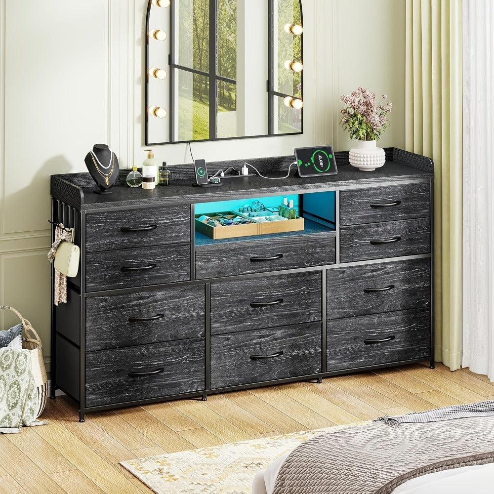 60-Inch TV Stand with LED Lighting, Entertainment Center for Living Room detail image - detail view 14