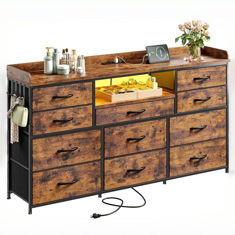 60-Inch TV Stand with LED Lighting, Entertainment Center for Living Room detail image - detail view 3