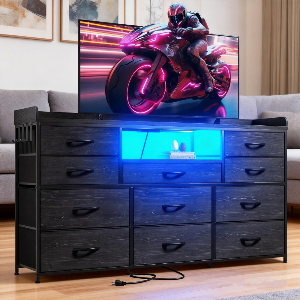 60-Inch TV Stand with LED Lighting, Entertainment Center for Living Room detail image - detail view 5