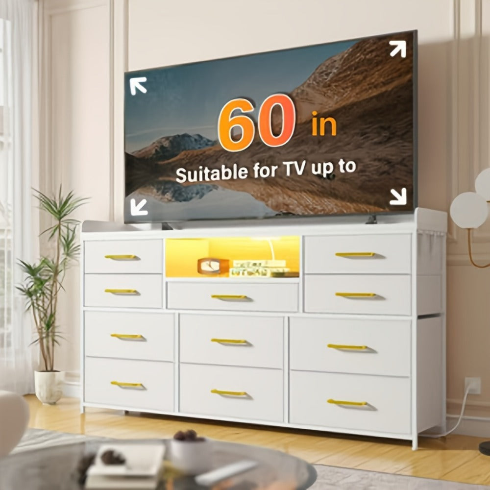 60-Inch TV Stand with LED Lighting, Entertainment Center for Living Room detail image - detail view 6