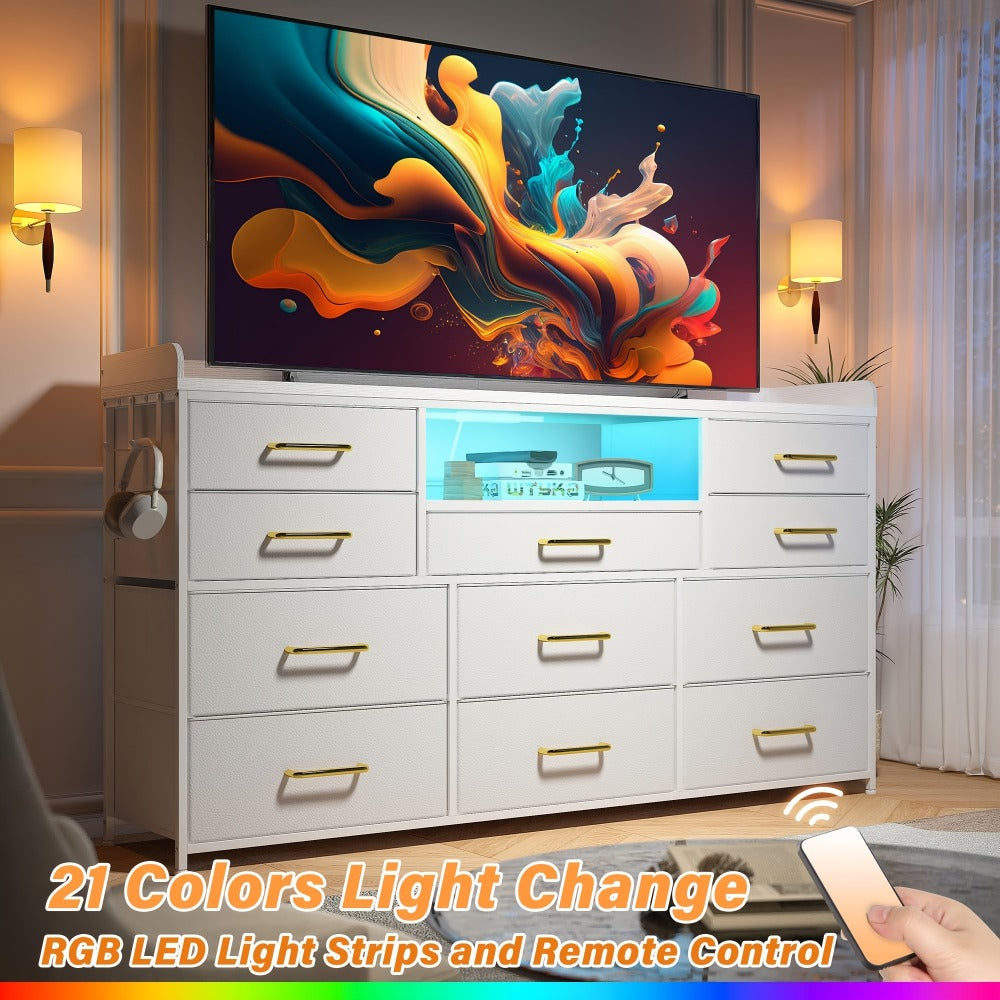 60-Inch TV Stand with LED Lighting, Entertainment Center for Living Room detail image - detail view 8