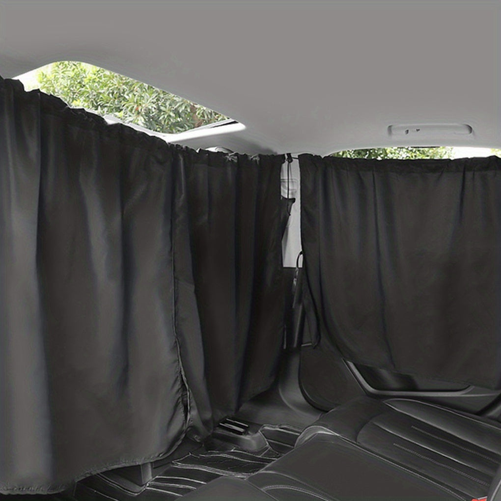 Set of 4 Car Window Shades, 2 Privacy Divider Curtains & 2 Side Window Covers, Wide Sedan SUV Sunshade Screen Covers for Travel Camping Nap Sleeping.