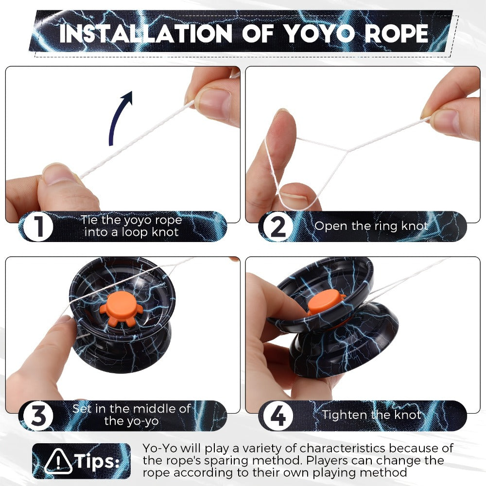 Metal Yoyo Ball 4 Pack Alloy Responsive Yoyo String Trick Toy for Beginners Kids Boys Adults Auto Return Technology Multi Style