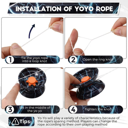 Metal Yoyo Ball 4 Pack Alloy Responsive Yoyo String Trick Toy for Beginners Kids Boys Adults Auto Return Technology Multi Style