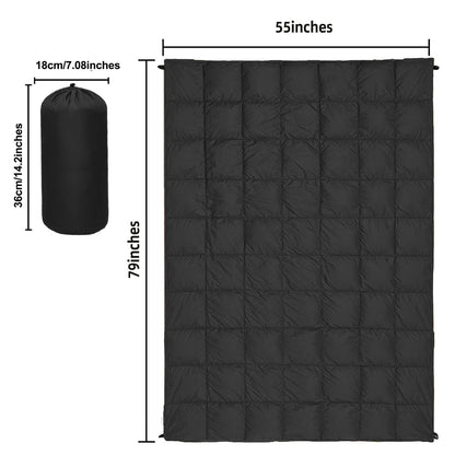 Puffy Camping Blanket Foldable Lightweight Water Resistant with 3D Eye Mask - DWR Coated Outdoor Blanket for Camping, Hiking, Travel, Beach, Stadium & Car, Warm Packable Throw in 4 Colors, 55" x 78"