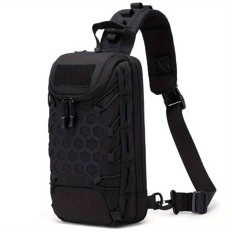 MOLLE Shoulder Bag – Large Capacity Tactical Chest Pack, Waterproof Nylon EDC Crossbody Bag for Hiking, Cycling, Fishing & Camping, Multi-Compartment, Adjustable Strap