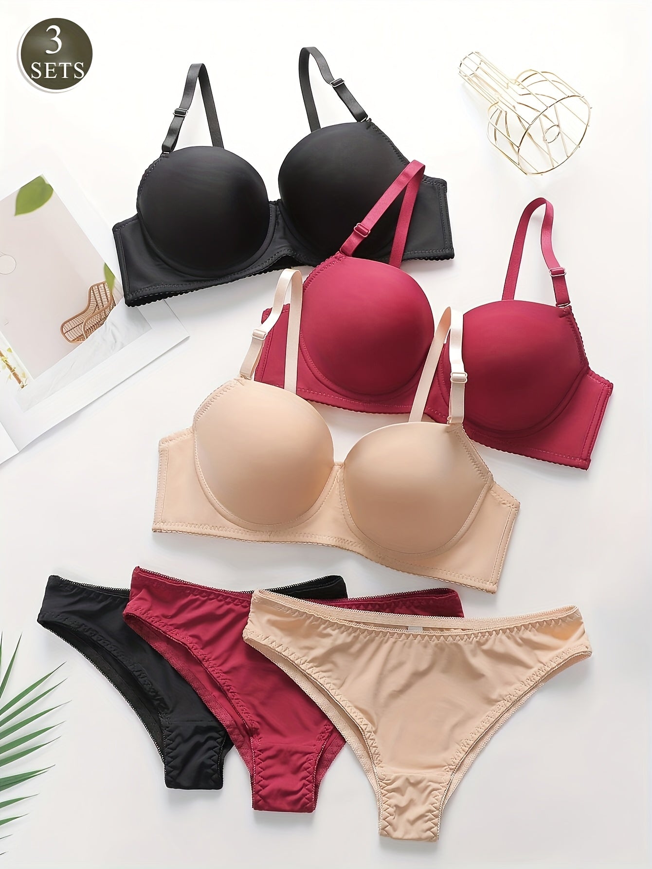 Men’s 3-Pack Women's Lingerie Set - Breathable Daily Comfort