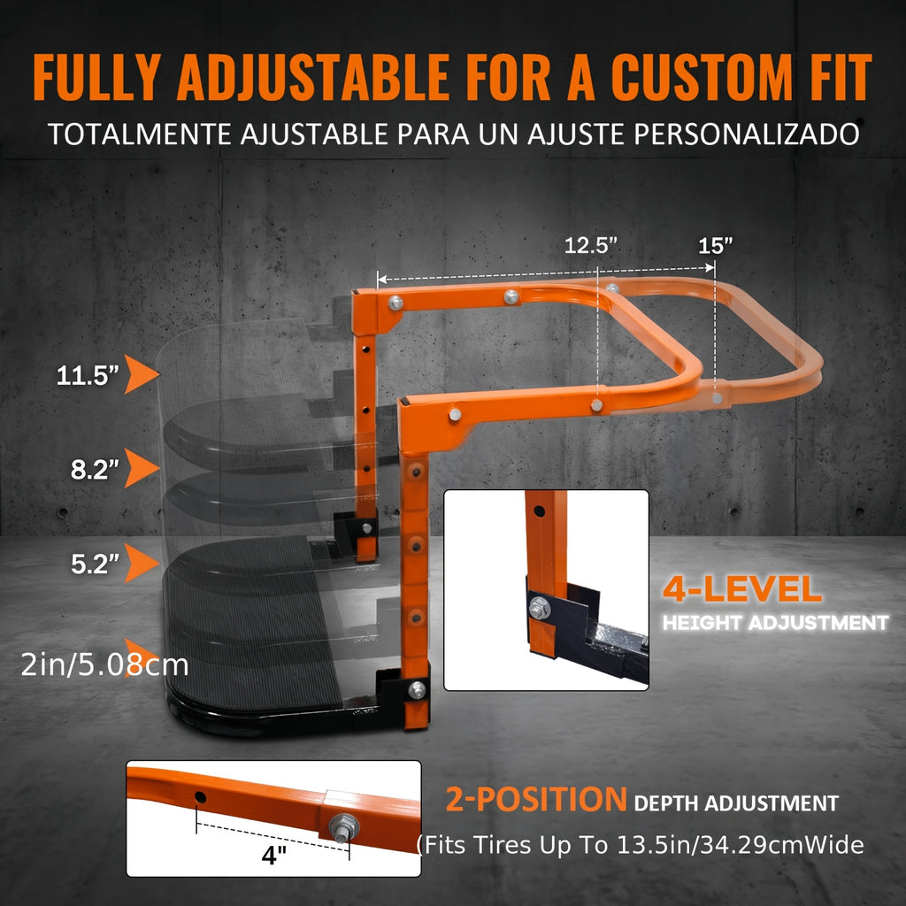Heavy Duty Foldable Tire Step with Anti-Slip Texture, Adjustable Height, 300/650 LBS Load Capacity, Fits Tires Up to 13.5" And 15" Wide, Portable Roof Rack Climbing Step, Universal Car Additions for Truck SUV Trailer