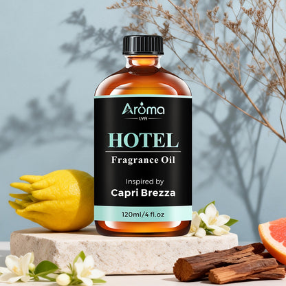Hotel Fragrance Essential Oil 4oz/120ml – Luxury Scent for Diffuser, Humidifier, Candles & Perfume | White Tea, CapriBreeze, MINE, Beach Villas, R-C Hotel