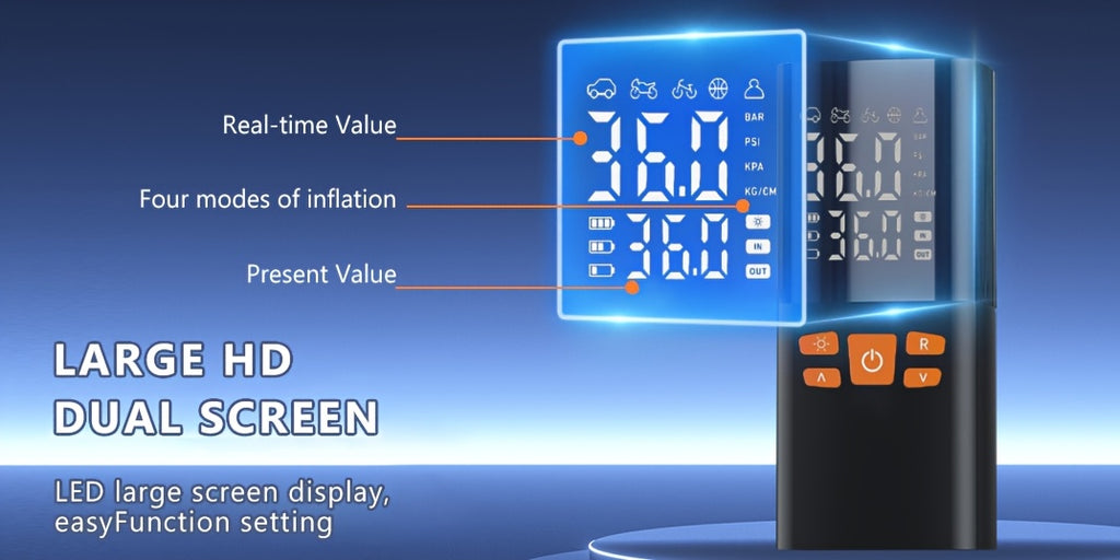Tire Inflator Portable Air Compressor, 150PSI Air Pump for Car Tires with 25000mAh Battery, One Click Smart Air Pump Tire Inflator for Car, Motorcycle, Bicycle And More with Tire Pressure Gauge