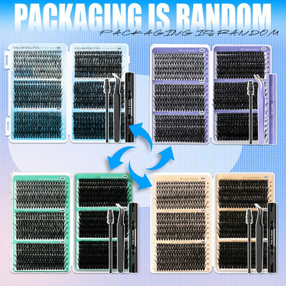 Lash Clusters Kit 720Pcs Individual Eyelash Extensions 30D 50D 80D 100D C Curl Wispy Cluster Lashes with Bond Glue & Tweezers – Complete DIY Lash Extension Kit for Beginners, Natural to Dramatic Eye Look