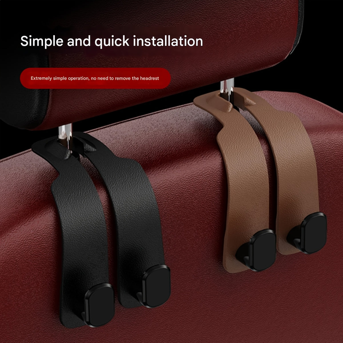 2-Hook Car Seat Back Hook Cover, Hidden Design, Double Hooks, Multi-Functional, Universal, Suitable for All Car Models
