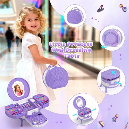 Kids Washable Makeup Kit for Girls – Non-Toxic Safe Princess Dress Up Play Set with Real Cosmetics, Purple, Birthday Christmas Gift for Girls Ages 3+
