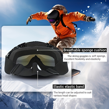 Ski Goggles 2-Pack Unisex UV400 Anti-Fog TPU Frame Adjustable Elastic Strap Snow Goggles for Skiing Snowboarding Ice Hockey Alpine Skiing – Fits All Face Shapes