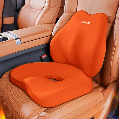 Car Seat Cushion + Back Cushion Set - Winter Autumn Comfort Upgrade, Memory Foam Ergonomic Design. Soft Elastic,  Fit for Sedans, SUVs Trucks, Enhances Driving Comfort.