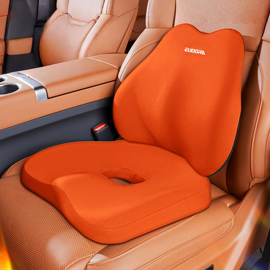 Car Seat Cushion + Back Cushion Set - Winter Autumn Comfort Upgrade, Memory Foam Ergonomic Design. Soft Elastic,  Fit for Sedans, SUVs Trucks, Enhances Driving Comfort.