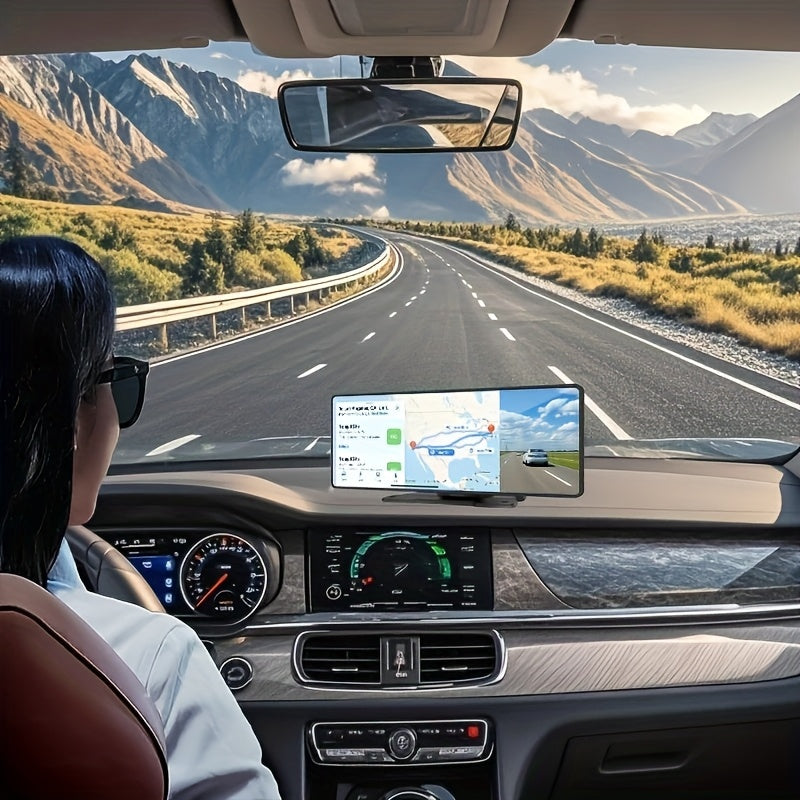 High-Definition Front Camera 10.2-Inch Large Car Screen, 4K Ultra-Clear Display, Carplay/Android Auto Control Supporting BT Wireless Connection, Parking Assistance, Entertainment, Video Playback, Positioning Navigation Phone Answering, with 64GB TF