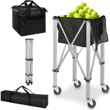 Foldable Tennis & Pickleball Ball Hopper – Portable Cart