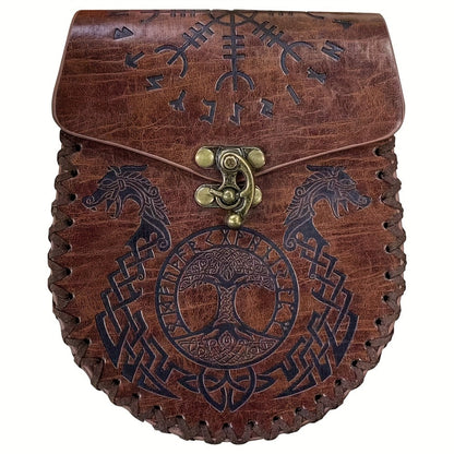 Viking Faux Leather Waist Bag Medieval Belt Pouch Handmade Retro Style – LARP Renaissance Faire Cosplay Stage Prop Costume Accessory for Men Women, Multiple Designs