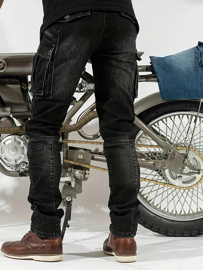 Men's Straight Leg Jeans - Vintage Wash Clean Finish Streetwear