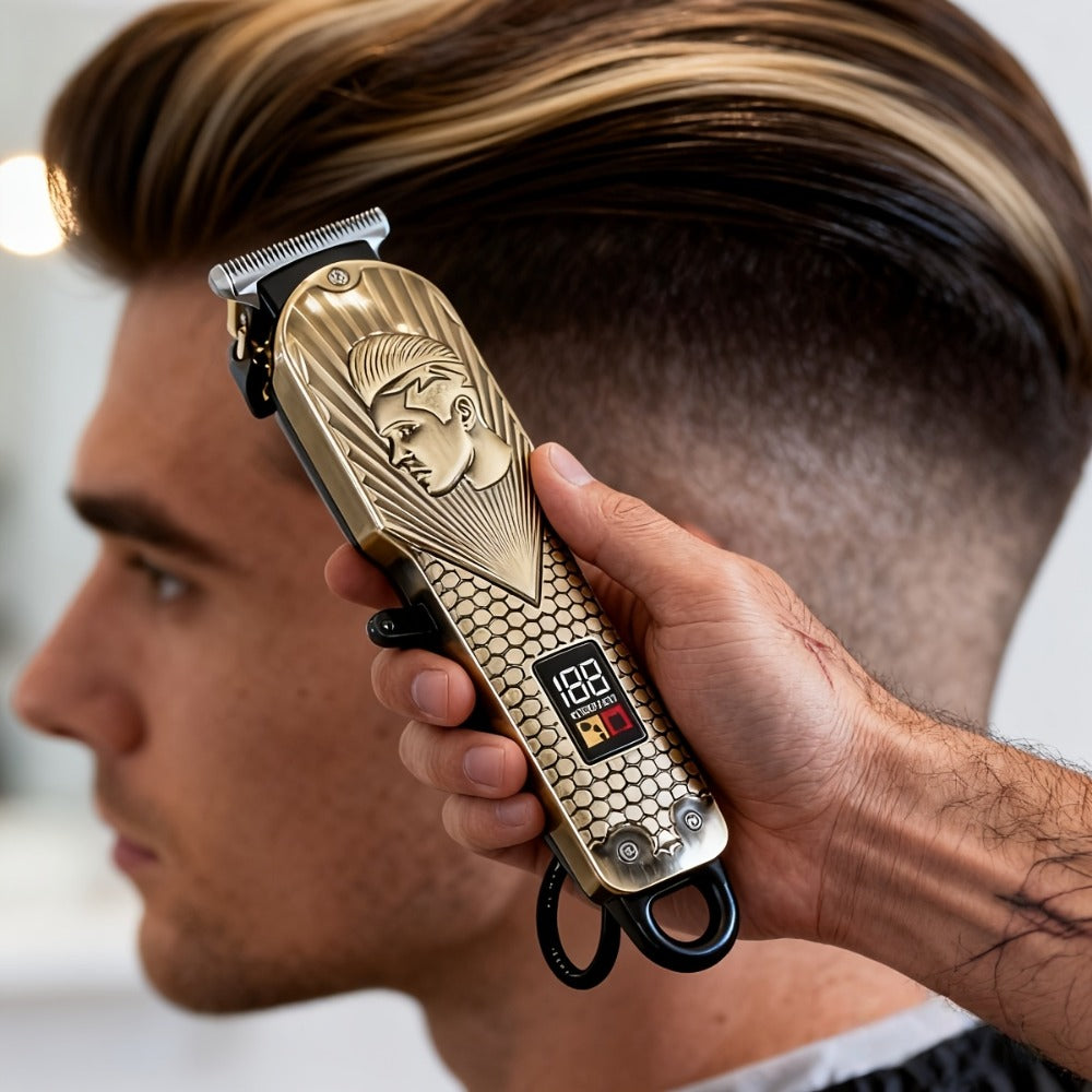 Professional Hair Clipper Set 9-Piece JH702 Electric Trimmer with Fashion Belt & Digital Display for Men & Women - Rechargeable Salon-Grade Grooming Kit Home Barber Gift